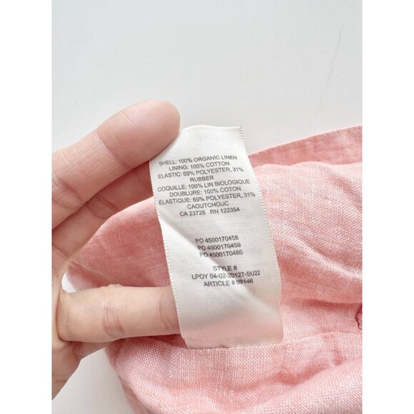 Aritzia WILFRED Wander Coral Linen Cropped Puff Sleeve Bustier Blouse, Size M - Picture 8 of 14